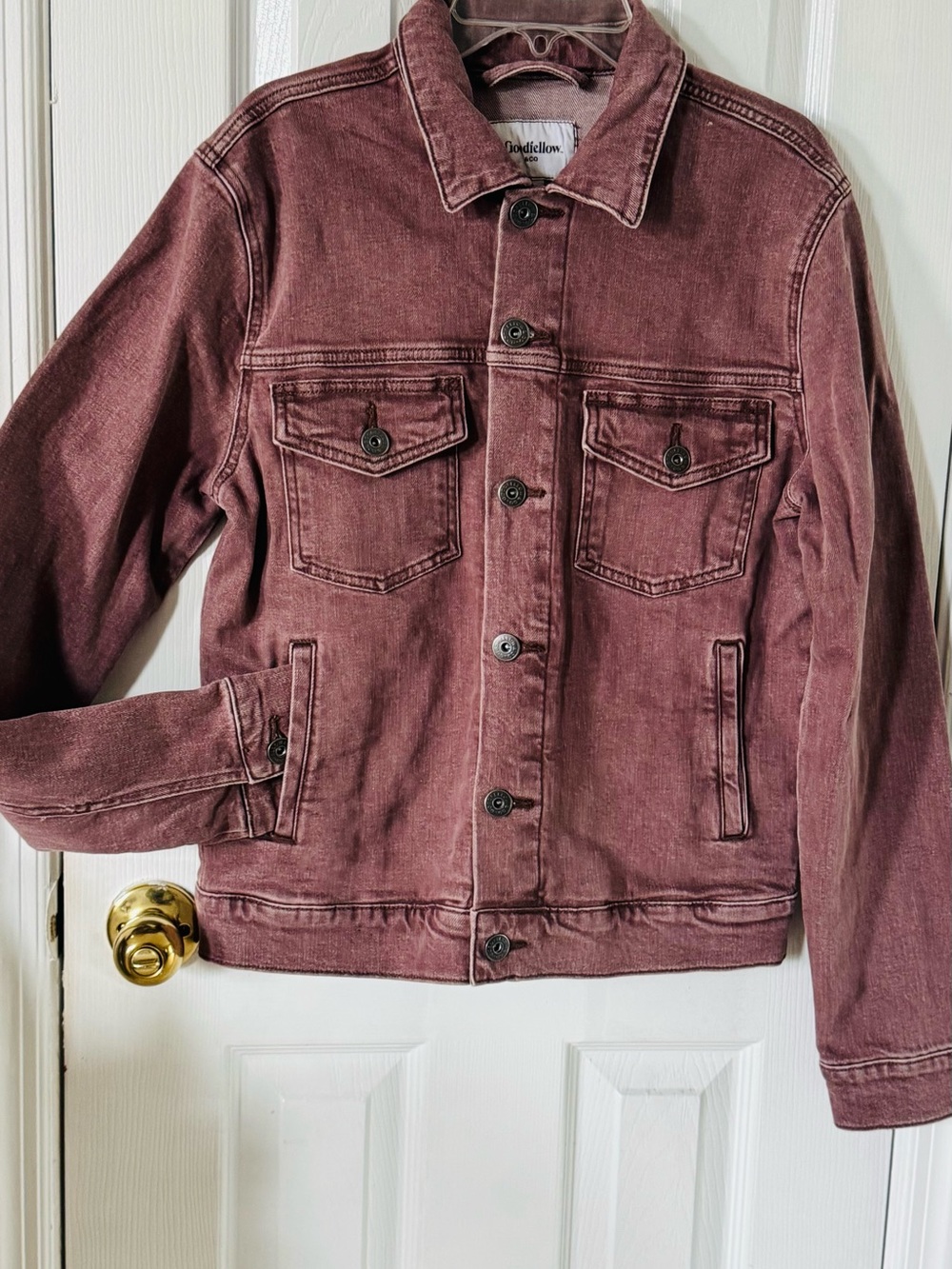 Goodfellow & Co Burgundy Washed Denim Jacket